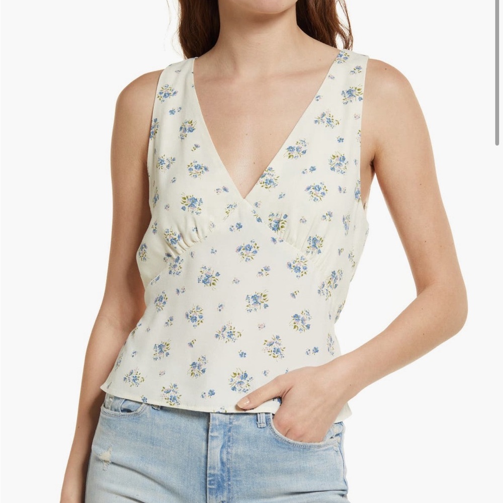Reformation Vireo Floral Print Top, Size Small